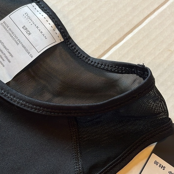 NWT-Donna Karen active-S-black-sleeveless tank top with mesh on back & on sides. - Picture 9 of 9